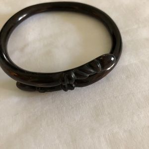 Dark brown carved bangle bracelet